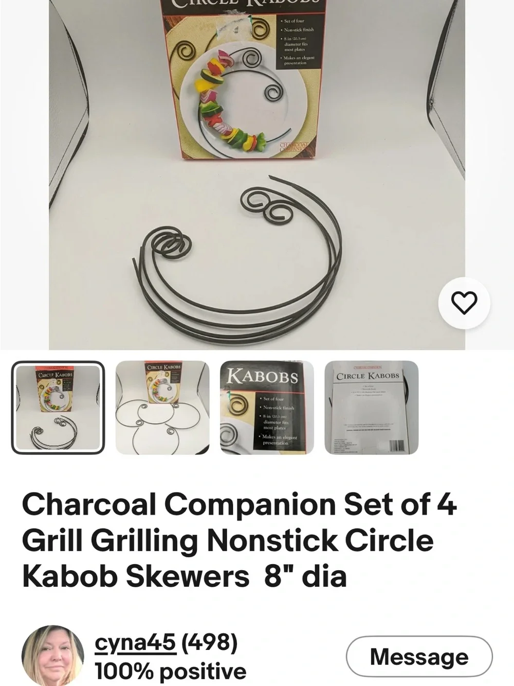 Black Spiral 8-Inch Non-Stick BBQ Skewers- SET OF 8
